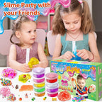 YOPINSAND 25 Cups DIY Slime Kit, Slime Making Kit for Girls, Crystal Clear Slime, Glow in The Dark Slime with Add-ins, Foam Balls, Charms, Slime Party Favors Gift Toys for Kids 3-12