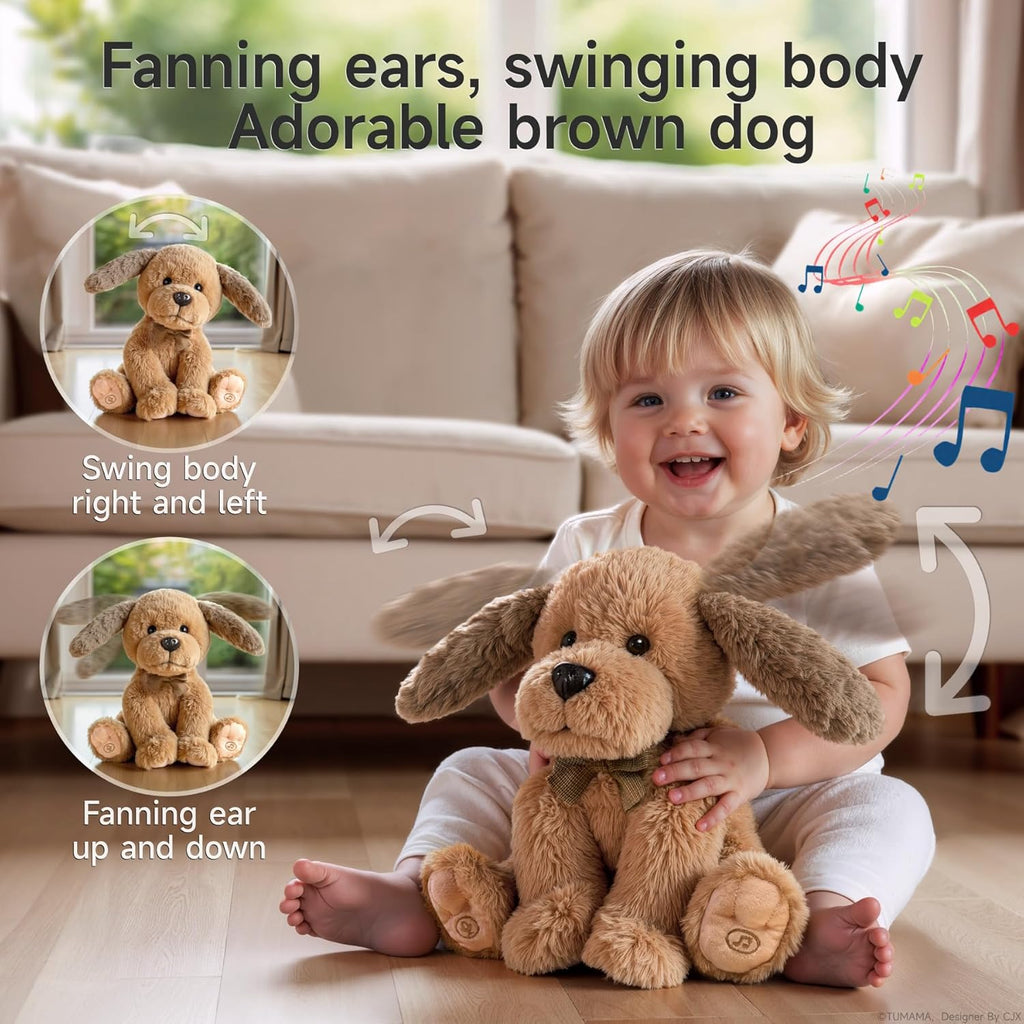 OR OR TU Baby Animated Plush Dog, Interactive Singing Talking Puppy Dog Musical Stuffed Animal Toys, 10”