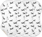 4 Pack Muslin Burp Cloths Husky Dogs White Cotton Baby Burp Cloths Absorbent Burping Cloth Soft Spit Up Rags for Newborn Baby Boys Girls 22x11 Inch