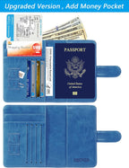 Passport Holder Cover Wallet RFID Blocking Leather Card Case Travel Accessories for Women Men (#Blue)