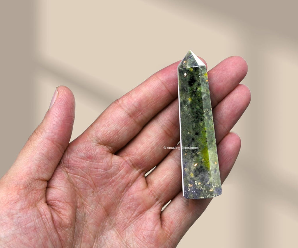 Amazing Gemstone Green Jade Crystal Towers ~ Natural Healing Crystal Point Obelisk for Reiki Healing and Crystal Grid (2 to 3 INCH)