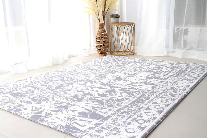 Cushmat Stylish Reversible Foam Play Mat (Large, Explorer - Cloud Indigo) - Soft, Waterproof, Durable Play mat for Infants, Babies, Toddler, Kids & Grownup - 6.5ft x 4.5ft