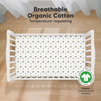 KeaBabies 2-Pack Organic Crib Sheets for Boys, Girls - 52x28 Fitted Crib Mattress Sheet Neutral, Breathable Jersey Cotton Cover for Baby Bed, Toddler Mattress, Soft & Cute Prints (Dragon Tale)