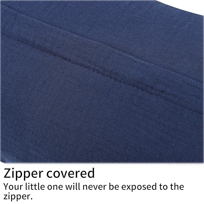 Onacosht Muslin Nursing Pillow Cover Soft 100% Cotton Feeding Pillow Slipcover Fits Standard Infant Nursing Pillow for Baby Boy and Girl, Navy Blue