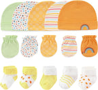 Newborn Baby Boy Girl Caps Mittens Socks Set Cotton Baby Essentials Accessories (Hats+Gloves+Socks)