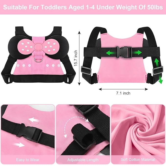 Accmor Toddler Harness Leashes + Anti Lost Wrist Link, Cute Kids Harness Child Leash for Girls, Adorable Child Anti Lost Leash Baby Walking Harness Belt Strap Protector for Outdoor Travel