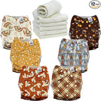 Mama Koala 3.0 Cloth Diapers for Babies, 6 Pack One Size Washable and Reusable Pocket Diapers for Newborns and Toddlers (Peace & Love)