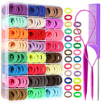 YGDZ 280 PCS Cotton 24 Colors Hair Ties Set with Organizer Box - Seamless Soft Mini Elastics Ponytail Holders and Hair Accessories for Toddlers, Girls, Kids