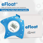 Elepho eFloat Digital Baby Thermometer for Bathtub | Accurately Monitors Water & Room Temperature + Acts as Kids Bath Toy | Waterproof Device Alerts When Too Hot or Cold (Blue)