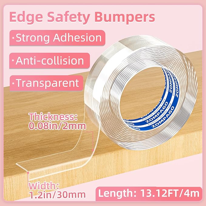 Clear Soft Corner Protectors for Furniture Strip,1.2in x 13FT,Sharp Edge & Table Bumper,Window Edge,Wall Protector, Soft Corner Guards Safe for Proof,Table Corner Protectors in Family