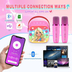 Princess Mini Karaoke Machine Toys: Kids Toys Girls Birthday Gifts Age 3-12+ LED Portable Bluetooth Speaker with 2 Wireless Microphone Gift Toy for 4 5 6 7 8 9 Years Old Girl Boy Kid Adult