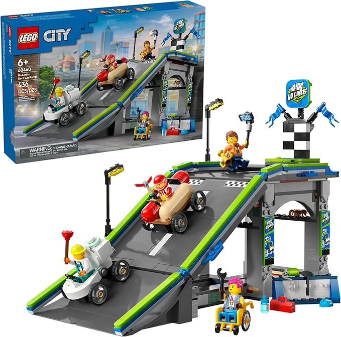 LEGO City No Limits: Race Car Ramp Track Toy - Building Toy for Kids, Boys and Girls, Ages 6+ - Soap Box Car Ramp for Racing with 2 Cars, 4 Minifigures, and Buildable Ramp - Gift Idea - 60460