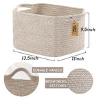 COMFY-HOMI 3PACK Cotton Rope Woven Basket With Handles for Shelves, Toy, Book, Cloth Storage Basket for Organizing|13.5" x 11" x 9.5" Decorative Nursery Cube Bin for Living Room（all brown）