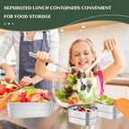 HaWare Stainless Steel Lunch Box for Kids, Leak Proof Food Storage Containers with Silicone Lids, Portable Sandwich Containers, Easy Open Snack Box for School & Daycare, Dishwasher Safe (8oz*2+25oz)