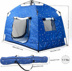 Kids Play Tent-Portable Playhouse Children House -Easy Set up Indoor Outdoor with Carry Bag for Kids-Light Strip Design for Night Use with Starry Fabric - Space for Children and Parents-Birthday