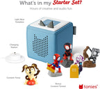 Toniebox Audio Player Starter Set with Spidey, Ghost-Spider, Spin, Black Panther, and Playtime Puppy - Listen, Learn, and Play with One Huggable Little Box - Light Blue