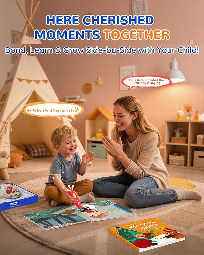KOKODI Talking Pen Books Set, Interactive Audio Nursery Rhymes with Learning Pen, Educational Sensory Toy, Early Learning Gift for Toddlers Kids, Birthday & Christmas Gifts for Boys Girls Age 2-6