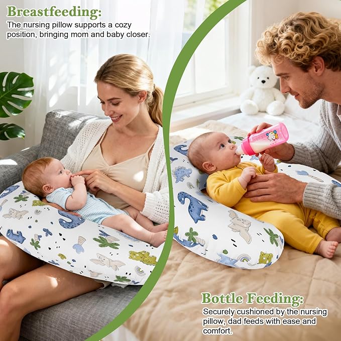 Nursing Pillow for Breastfeeding and Bottle Feeding, Ergonomic Design for Tummy Time & Sitting Support, with Removable & Washable Soft Cover, Hypoallergenic Newborn Baby Pillow for Boys and Girls