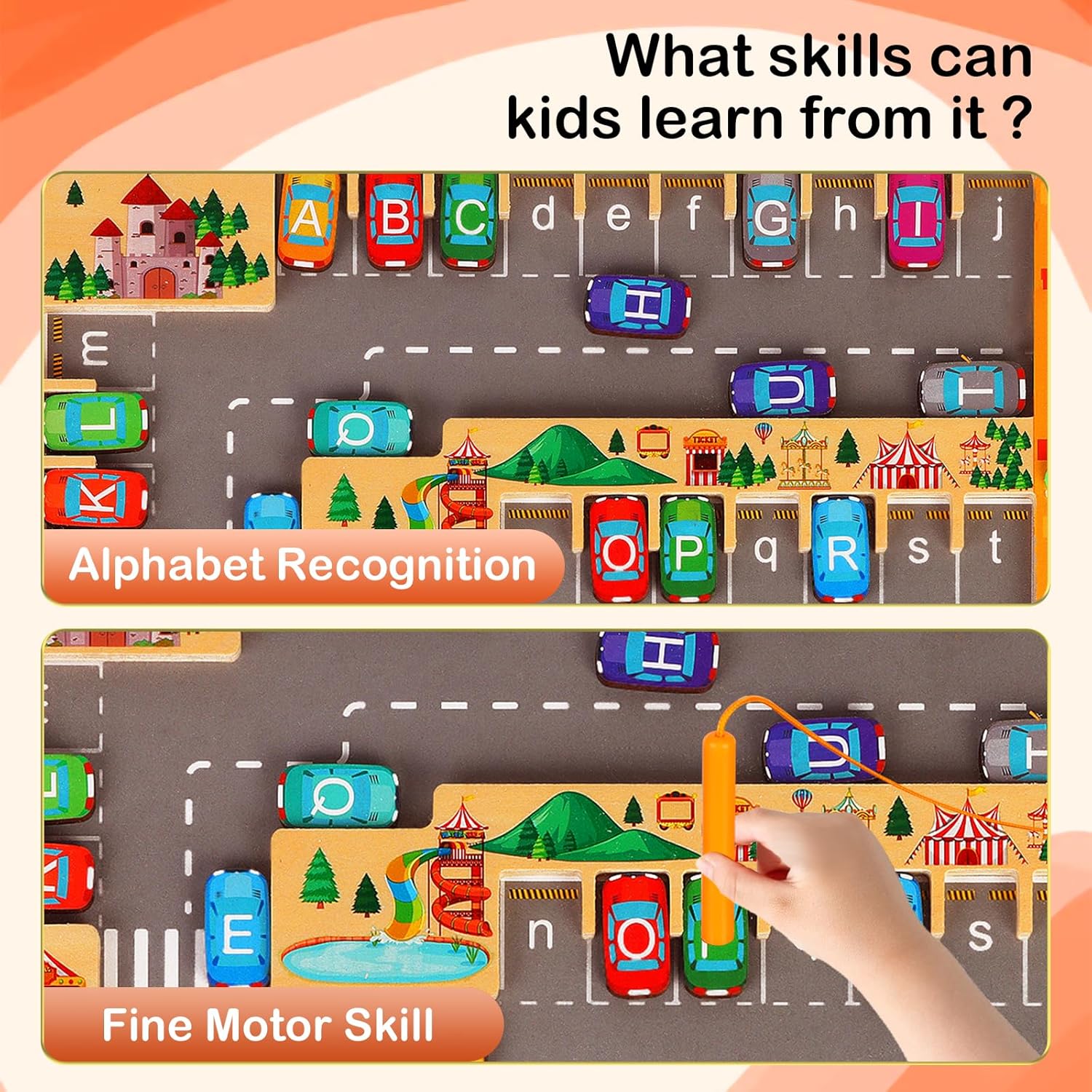 Magnetic Fidget Toys Handheld Game for Kids & Teens, Montessori Wooden Puzzle Game Board,Fine Motor Skills Educational Sensory Toys & Stress Relief Party Favors Toy &Best Gifts for Preschoolers