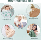 Muslin Swaddle Blankets for Newborn, 2 Pack Breathable Soft Receiving Blanket, Large 41 x 41 inches Swaddle Wrap Burping Clothes, Essentials Infant Shower Items. (Green & Leaves)