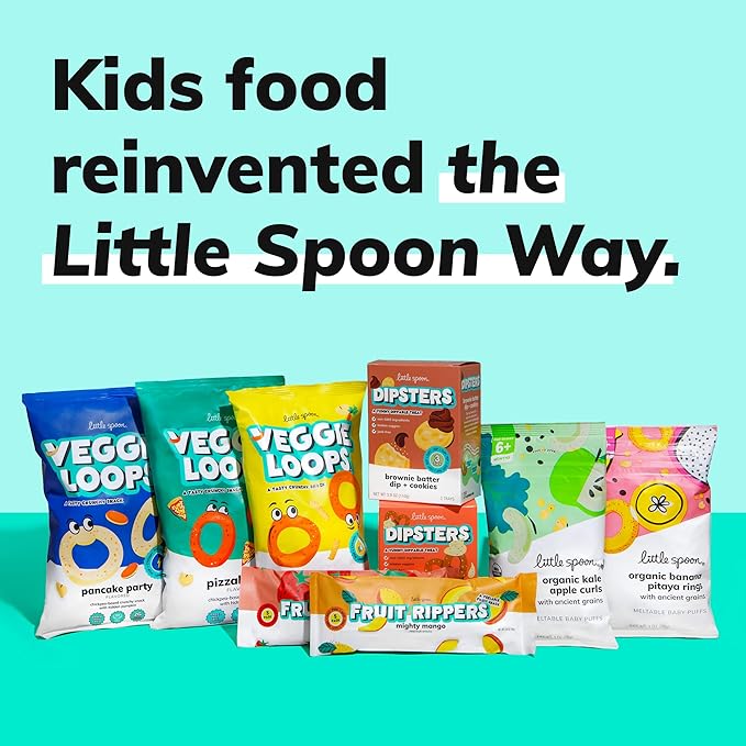 Little Spoon Mac and Cheesy Veggie Loops, Chickpea and Carrot Snack, Baked Not Fried, Avocado Oil, Hidden Veggies, Tastier Snacks for Kids, 3g Protein, Gluten-Free, 4 Pack