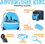 Adventure Kidz - Outdoor Exploration Kit, Children’s Toy Binoculars, Torch, Compass, Whistle, Magnifying Glass, Backpack. Great Kids Gift Set for Camping, Hiking, Educational and Pretend Play.