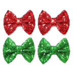 Christmas Hair Bows Clips Green Sequins Alligator Hair Clips Bows for Girls Red Glitter Barrettes Little Bow Hairpins Toddler Teens Sparkly Hair Accessories for Kids Teens Gift