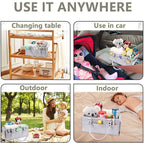 Baby Diaper Caddy Organizer with Handle - Gender Neutral Nursery Storage Bin Basket - Portable Tote Bag - Car Organizer - Newborn Essentials - Grey