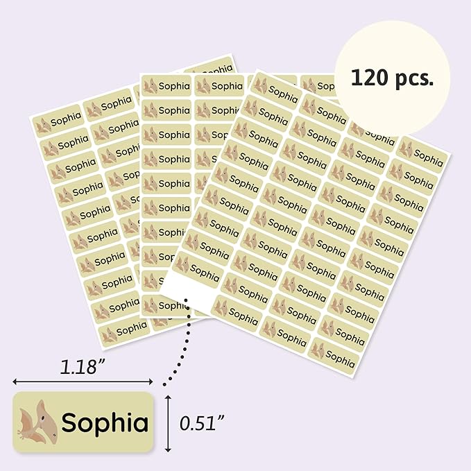 Personalized Name Labels for Kids (120) – Custom Waterproof & Durable Stickers for Clothing, Daycare, Office & School Supplies - Dinosaurs