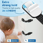 10 Pack Cabinet Locks Baby Proofing, SOGUDE Child Proof Cabinet Locks with 3M Adhesive Child Safety Locks for Refrigerator, Doors, Drawer Locks No Drilling, Cabinet Locks for Babies- Black