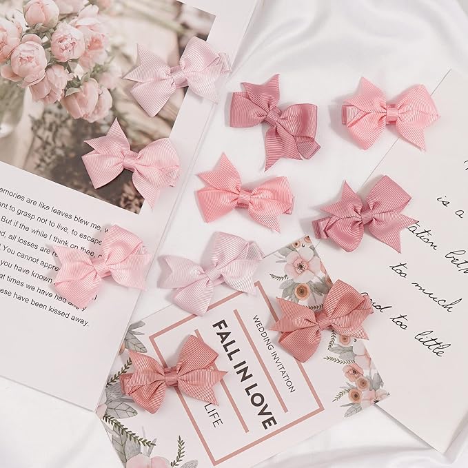 CÉLLOT Hair Clips for Girls - 42PCS Fully Lined Hair Bows Alligator Clips for Toddlers, Infants, Kids, 21 Color Pairs