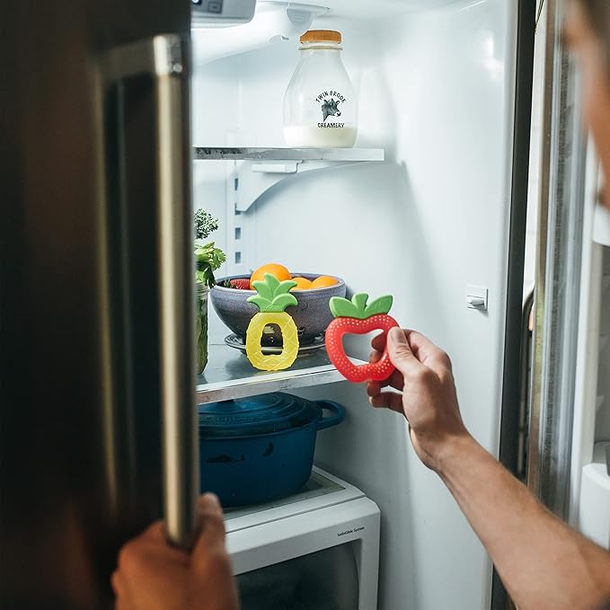 Dr. Brown's AquaCool Water-Filled Baby Teether, Cools & Massages Sore Gums, BPA Free, Pineapple and Apple, 2 Pack, 3m+