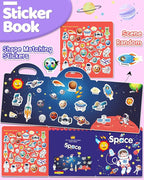 Benresive Reusable Sticker Book for Toddlers 2-4 Years, Fun Travel Stickers for Kids, Waterproof Sticker Books for Toddlers 1-3, Crafts Activities for Todddlers 1-3 2-4 3-5 - Space