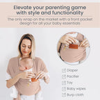 Baby Wrap Carrier - Premium Cotton Baby Carrier Wrap for Newborn to Toddler- Infant Carrier- Baby Holder One Size Fits All with Front Pocket(Beige) by Max&so