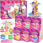 ifergoo Air Dry Clay Kit for Kids - Cakes Modeling Clay, Includes 6 Dessert Designs and Display Stand, DIY Art & Crafts School Projects, Home Party Kids Toys, Holidays Gifts for Age 3-12 Girls & Boys