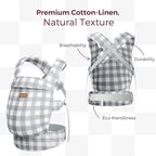 Momcozy Baby Carrier with Natural Cotton Linen, Built to Last, Ergonomic Design, Lightweight and Comfortable, Hands-Free for Moms&Dads, Slate Checkerboard
