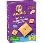 Annie's Organic White Cheddar Squares Baked Snack Crackers, Made with Real Cheese, 7.5 oz