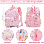 Accmor Toddler Backpack Leash with Anti Lost Wrist Link, Cute Mini Child Walking Harnesses Keep Kids Close Back Pack Rope Tether Rein for Baby Boys (Pink/Unicorn)