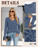 3 Pack Women's Maternity Nursing Tops, V Neck Breastfeeding Sweaters Long Sleeve Hidden Zipper Shirts