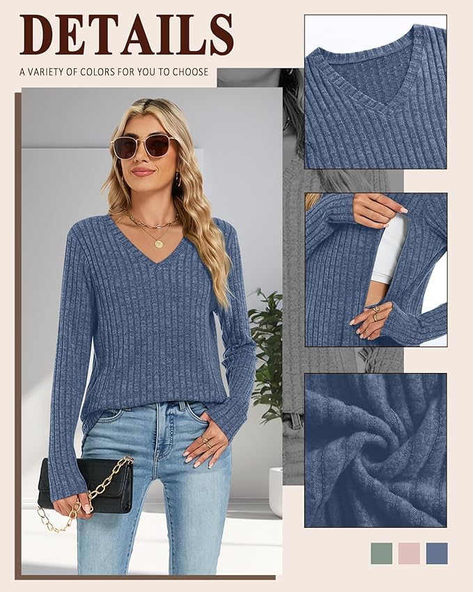 3 Pack Women's Maternity Nursing Tops, V Neck Breastfeeding Sweaters Long Sleeve Hidden Zipper Shirts