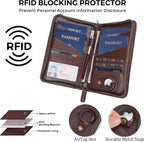 Polare Full Grain Leather Passport Holder Cover Case for Men and Women RFID Blocking Family Travel Wallet Holds 6 Passports