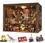 Book Nook Kit, DIY Miniature Dollhouse Booknook Kit, 3D Wooden Puzzle Bookend Bookshelf Insert Decor with LED Light for Teens and Adults (Beyond Library Max)
