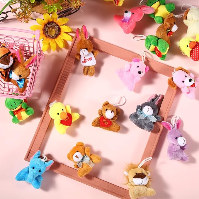 Zhanmai 100 Pcs Mini Plush Stuffed Animal Bulk Small Animal Toys Keychain Party Favors Easter Egg Stuff for Kids Birthday Valentine Carnival Classroom Prizes Gift Goodie Bag Filler(Cute Style)
