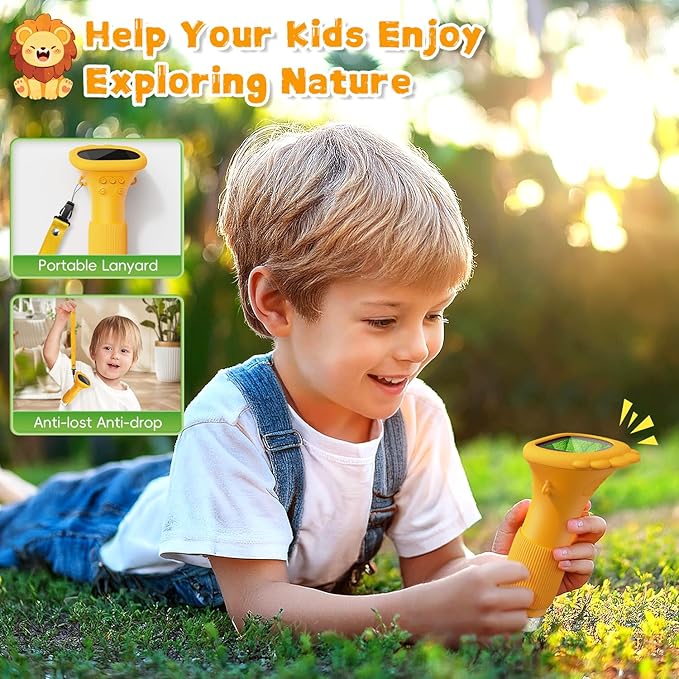 Microscope for Kids, Ahalfcit Microscope with 2'' Inch Screen -1000X Zoom Portable Camera, Birthday for 3 4 5 6 7 8 9 0 11 12 Years Old Kids,Science Educational Toys - Yellow