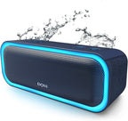 DOSS SoundBox Pro Bluetooth Speaker with 20W Stereo Sound, Active Extra Bass, IPX6 Waterproof, TWS Pairing, Multi-Colors Lights, 20H Playtime, Portable for Beach, Outdoor-Blue