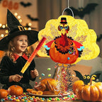 WERNNSAI Thanksgiving Turkey Pinata - Fall Autumn Decorations Gentle Turkey Pinata Orange Thanksgiving Party Games Autumn Decorations for Home Fall Festival Party Favors with Blindfold