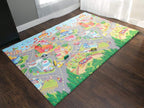 Baby Care Play Mat (Large, Playful - Zoo Town) 82'' x 55'' Original One-Piece Reversible Rollable Waterproof Play Mat for Infants, Babies, Toddler, and Kids