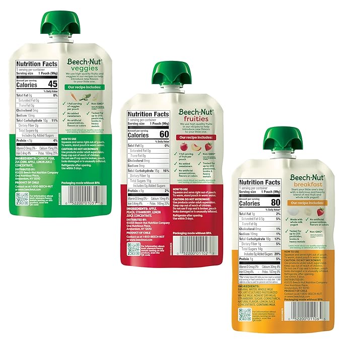 Beech-Nut Baby & Toddler Food Favorite Flavors Pouches Variety Pack, Fruit Veggie and Whole Milk Yogurt Purees, Baby Pouch Puree Starter Pack, 3.5oz (18 Pack)