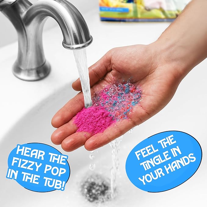 Bath Bombs for Boys - Bath Fizzies Kids Powder – 4 Fizzing Bath Colour Changing Bubble Powder for Children – Fun & Educational Bath Gift Set - Sounds and Sensory Fun