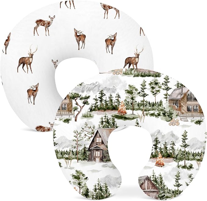 Nursing Pillow Covers 2 Pack, Breastfeeding Pillow Slipcovers Soft and Stretchy, Nursing Covers for Baby Girls Boys Newborn